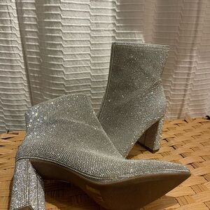 INC International Concepts Sparkling Silver Heeled Boots